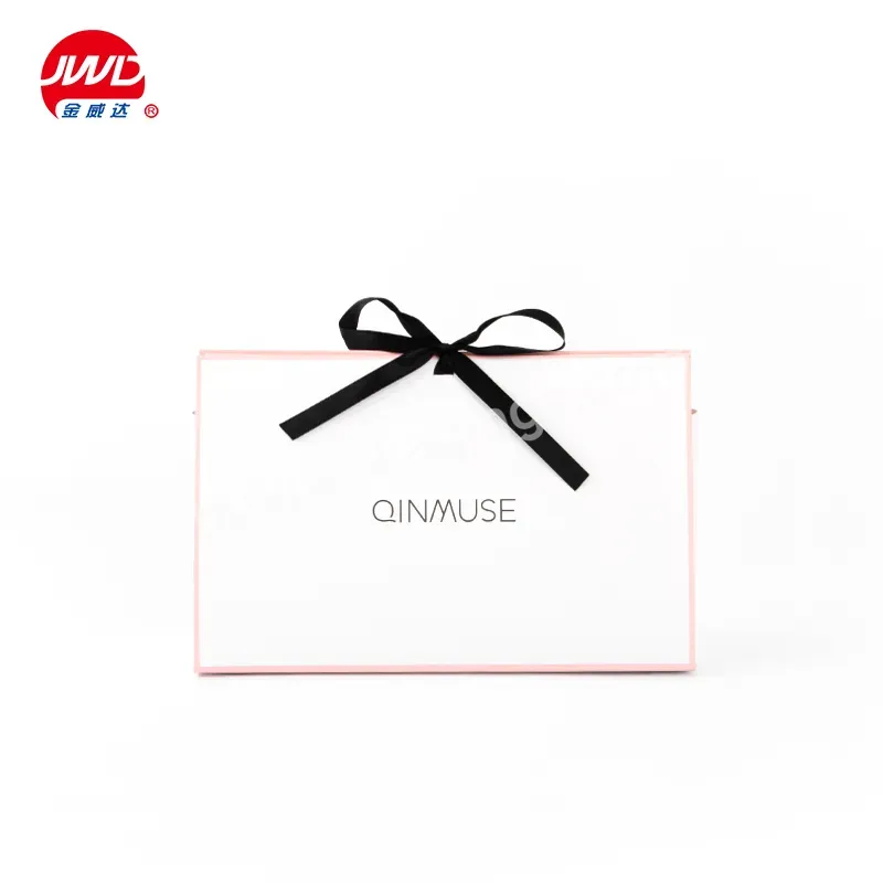 Custom Own Logo Print White Luxury Gifts Small Paper Box With Black Ribbon