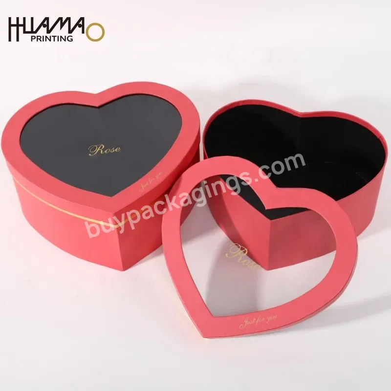 Custom Paper Box Valentine's Day Flower Box Gift Heart Gold Foil Logo Luxury Heart Gift Box