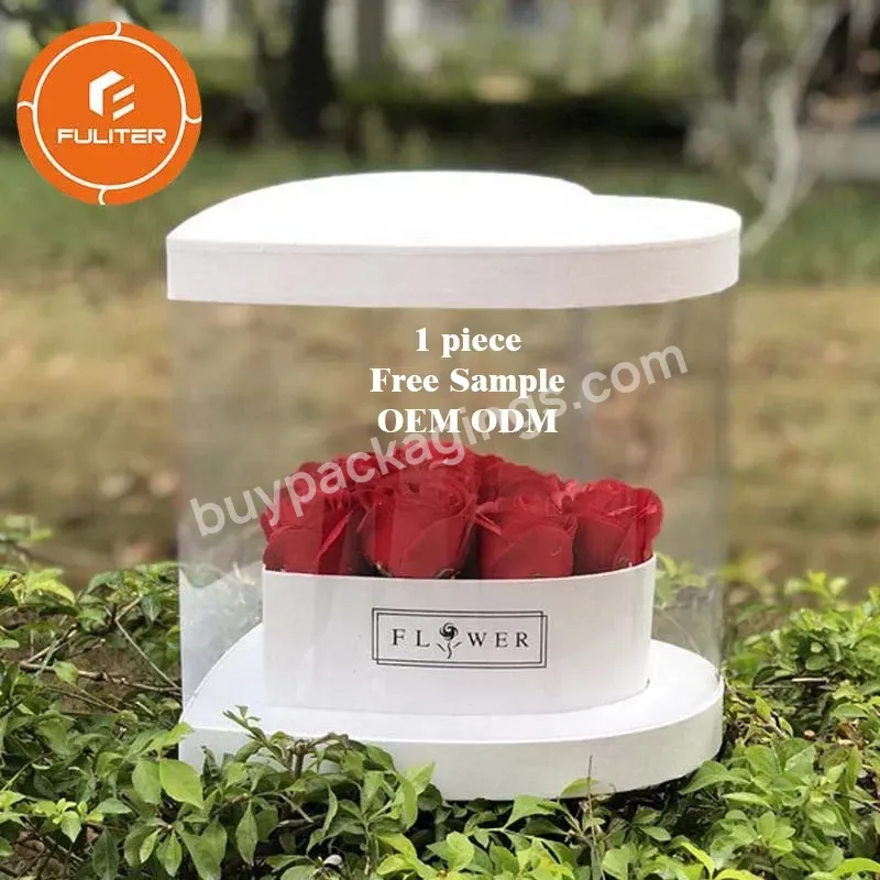 Custom Preserved Roses Box Transparent Floral Boxes Clear Cylinder Flower Boxes White