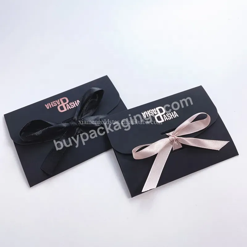 Custom Print Silk Touching Luxury Envelope Packaging Paper Envelope With Ribbon