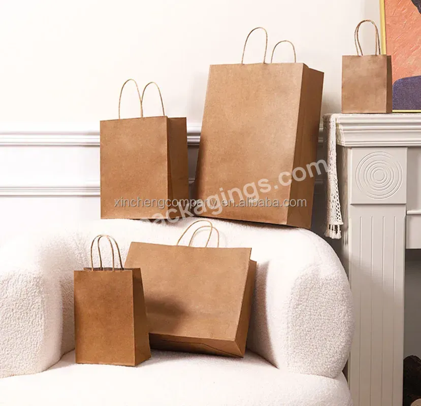 Custom Printed Brown Kraft Shopping Paper Bag With Handles - Buy Custom Brown Kraft Shopping Paper Bag With Handles,Brown Kraft Shopping Paper Bag With Handles,Paper Bag With Handles.