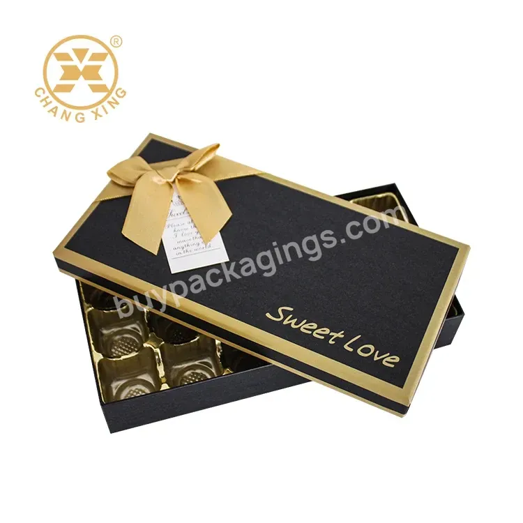 Custom Printed Cardboard Chocolate Packaging Box Chocolate Christmas Gift Box For Candy Cookies Packaging With Ribbon Bows
