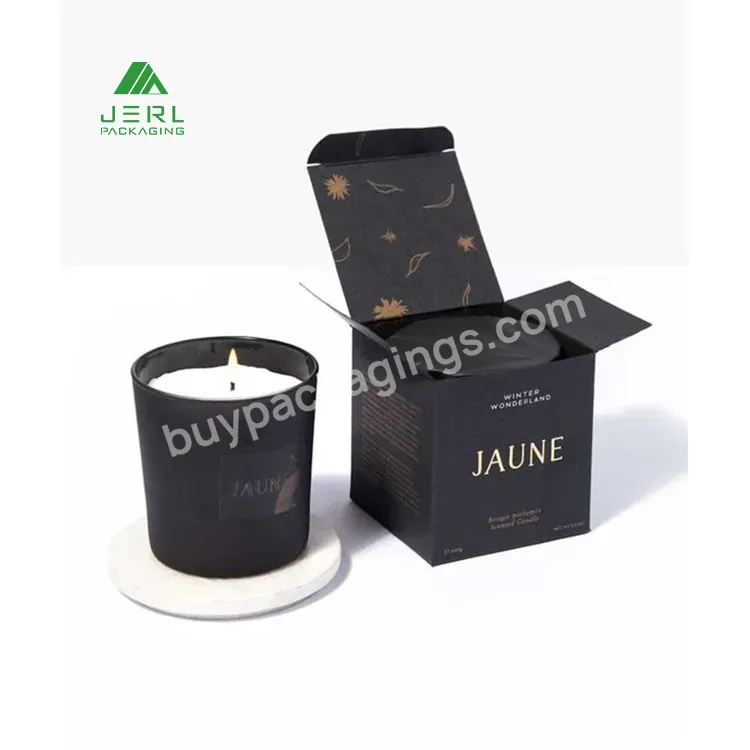Custom Printed Cube Embossing Black Candle Box Packaging With Logo