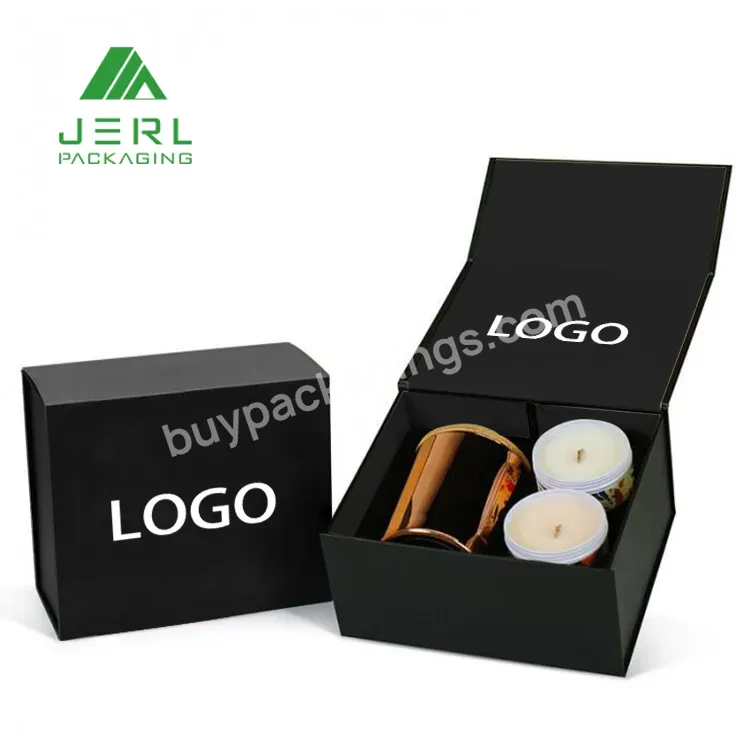 Custom Printed Cube Embossing Black Candle Box Packaging With Logo
