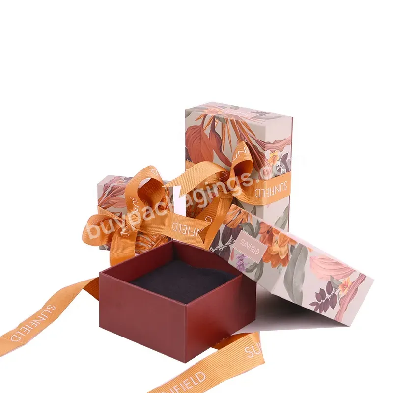 Custom Printed Cute Jewelry Boxes Ribbon Best Jewelry Box And Pouch Bag Jewelry Box Packaging Custom Geschenkbox Schmuck