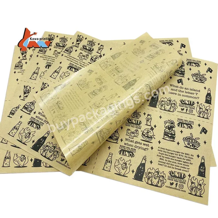 Custom Printed Greaseproof Paper Food Grade Kraft Paper - Buy Kraft Paper,Food Grade Kraft Paper,Greaseproof Paper.