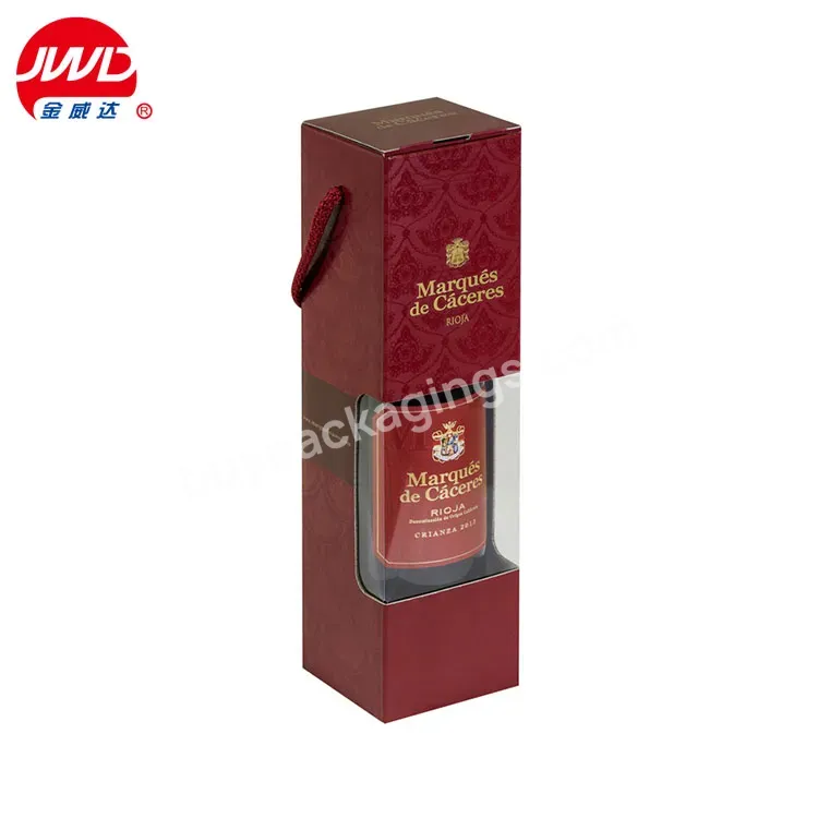 Custom Printed Kraft Paper Wine Boxes Paper Bottle Carriers Box With Window