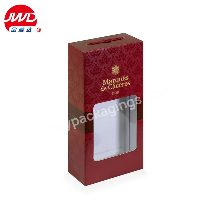 Custom Printed Kraft Paper Wine Boxes Paper Bottle Carriers Box With Window