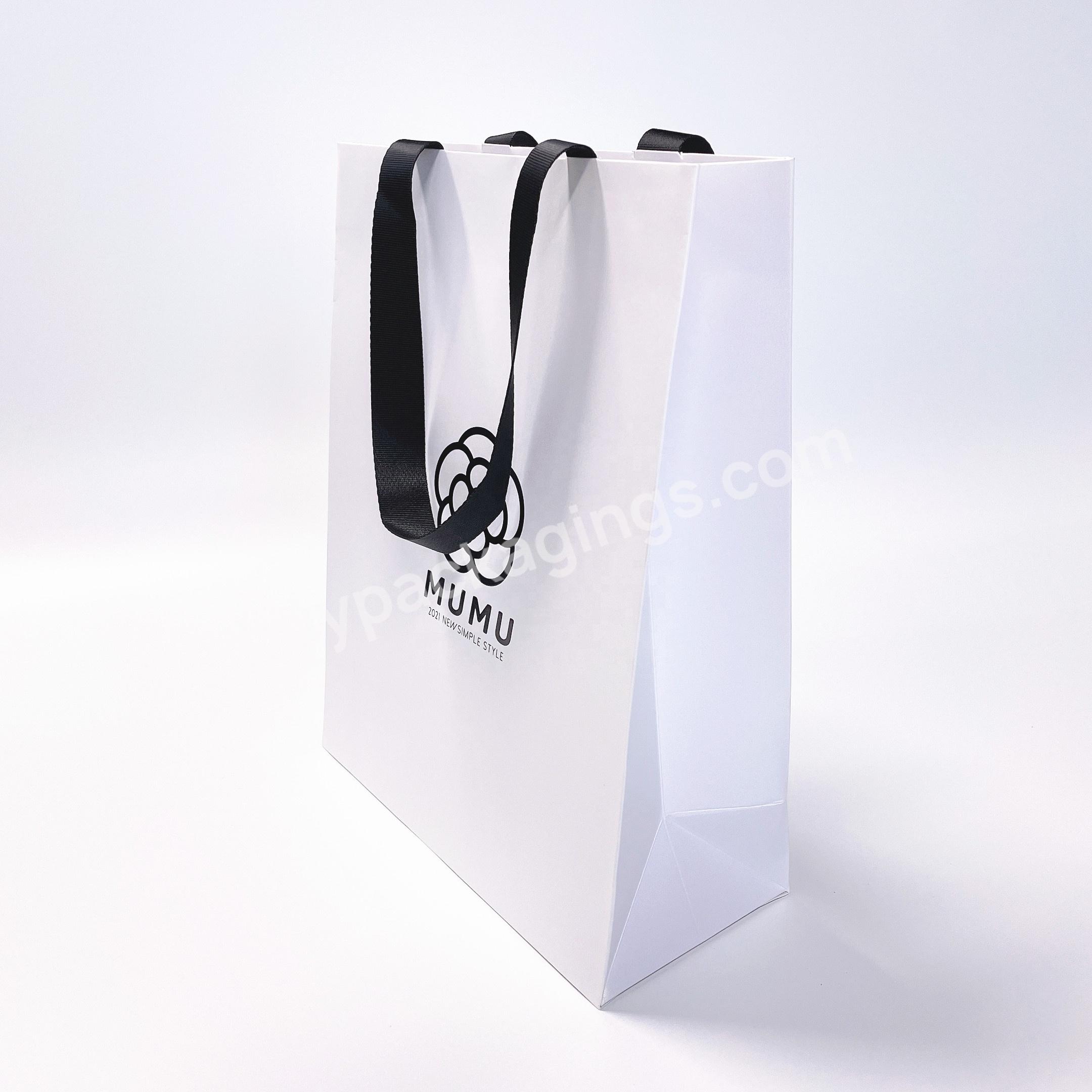 Custom Printed Luxury Retail Paper Shopping Bag With Gold Foil Logo Gift Paper Bag