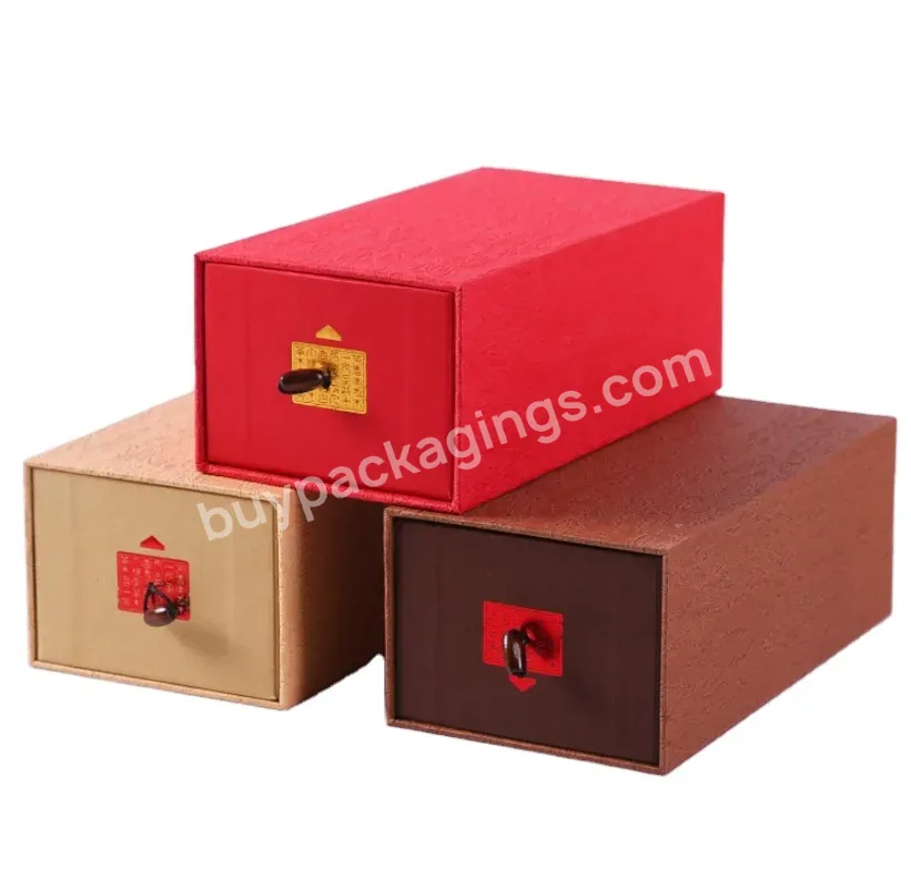 Custom Printing Cardboard Packaging Box Drawer Boxes Gift Paper Box Ribbon Handle With Paper Divider