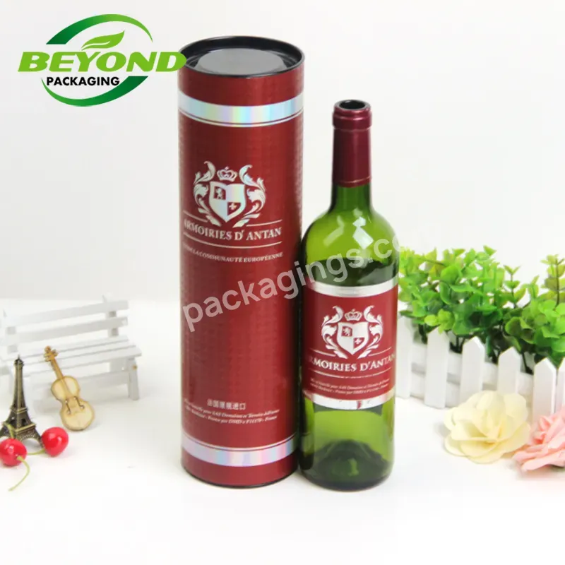 Custom Printing Cylinder Cardboard Paper Tube Champagne Wine Packaging Cylinder Paper Tube