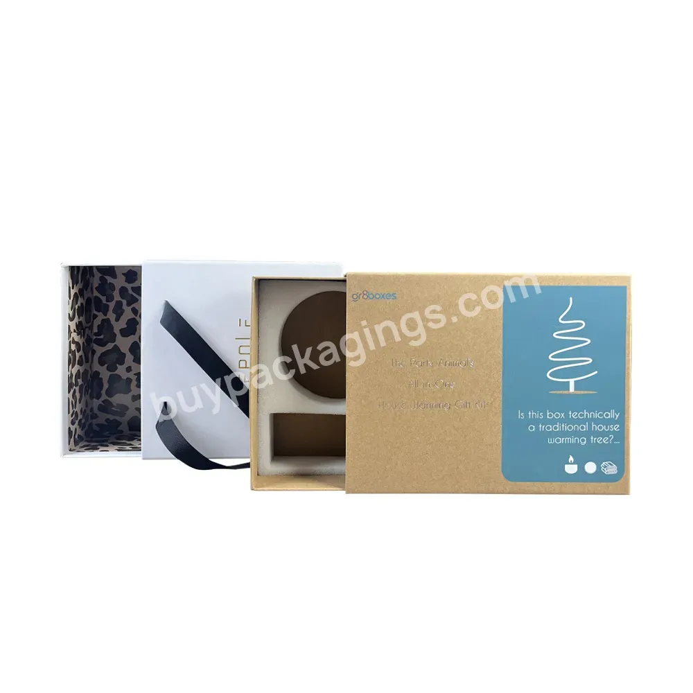 Custom Printing Hard Rigid Cardboard Luxury Sliding Box With Handle Rope Gift Sleeve Drawer Box Packaging