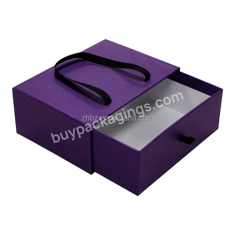 Custom Printing Hard Rigid Cardboard Luxury Sliding Box With Ribbon Rope Gift Sleeve Drawer Box Packaging