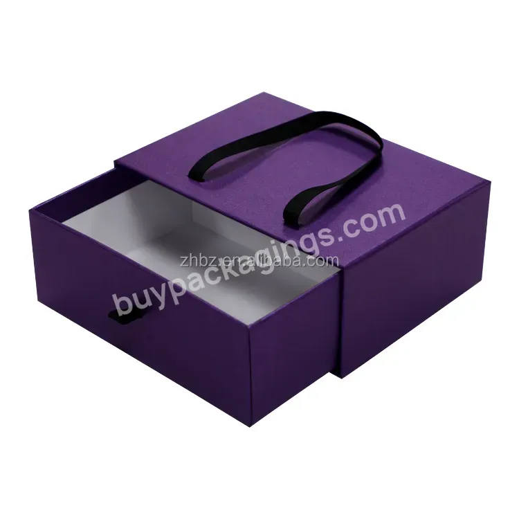 Custom Printing Hard Rigid Cardboard Luxury Sliding Box With Ribbon Rope Gift Sleeve Drawer Box Packaging