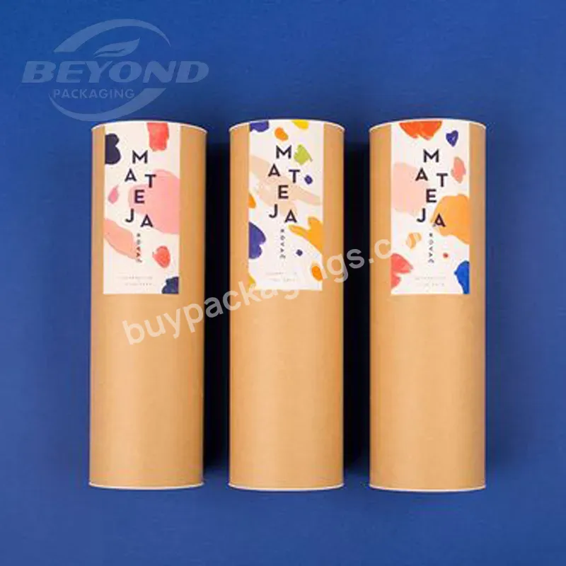 Custom Printing Logo Recyclable Natural Brown Kraft Cardboard Packaging Poster Map Cylinder Shipping Paper Tube