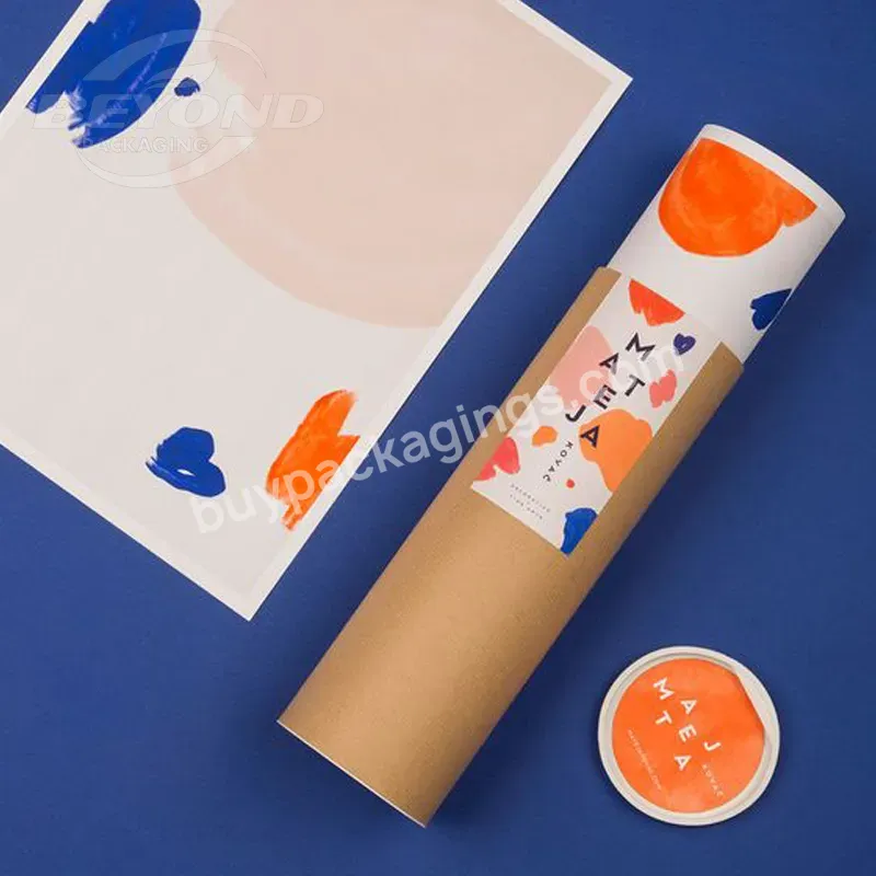 Custom Printing Logo Recyclable Natural Brown Kraft Cardboard Packaging Poster Map Cylinder Shipping Paper Tube