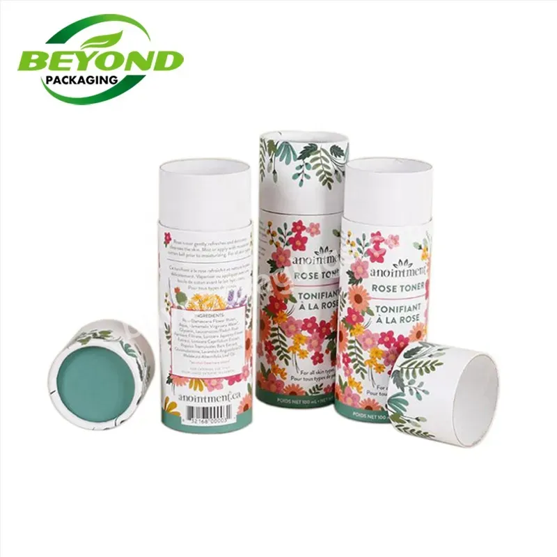 Custom Printing Recycled Kraft Cardboard High Quality Roll Edge Paper Toothpaste Tube Cosmetic Containners Packaging