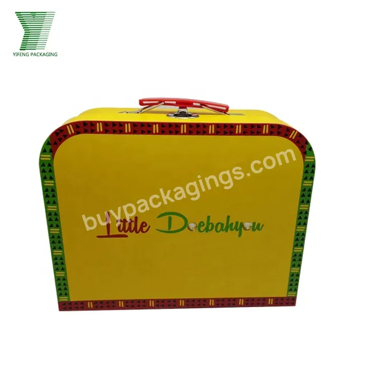 Custom Printing Rigid Hinged Lid Children Cardboard Suitcase Style Storage Gift Paperboard Boxes With Window