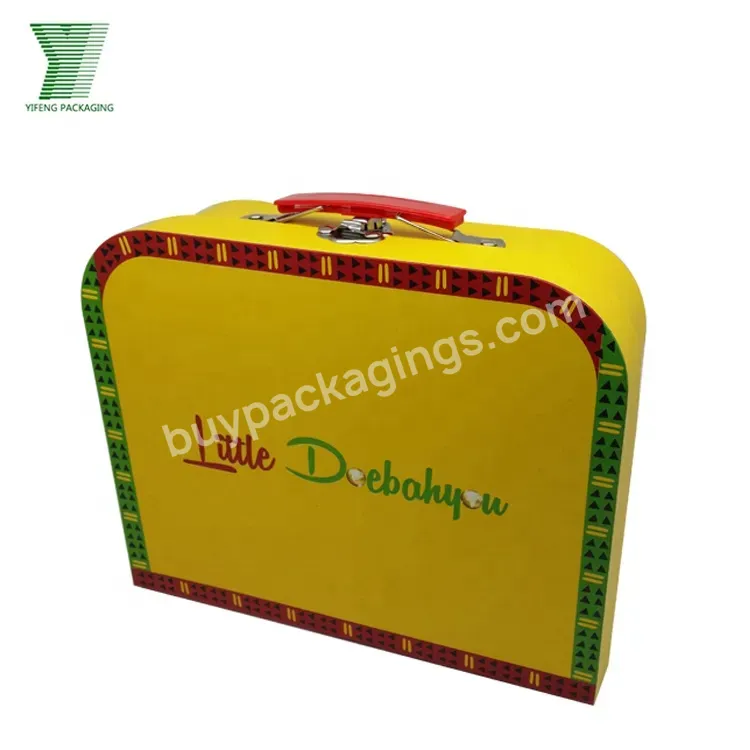 Custom Printing Rigid Hinged Lid Children Cardboard Suitcase Style Storage Gift Paperboard Boxes