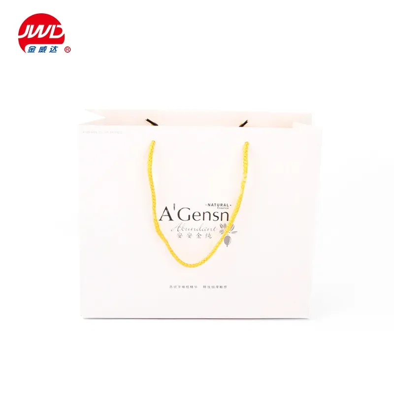 Custom Printing White Paper Bag Shopping With Gold Logo