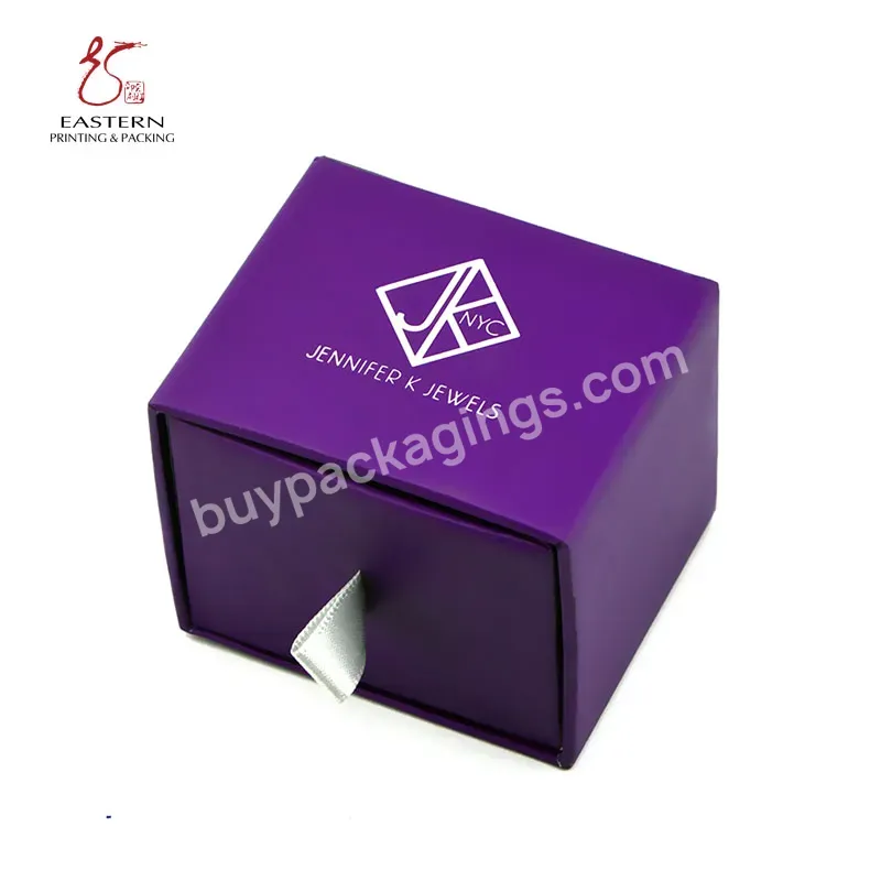 Custom Purple Color Printing Drawer Paper Jewelry Packaging Box Jewelry Gift Box
