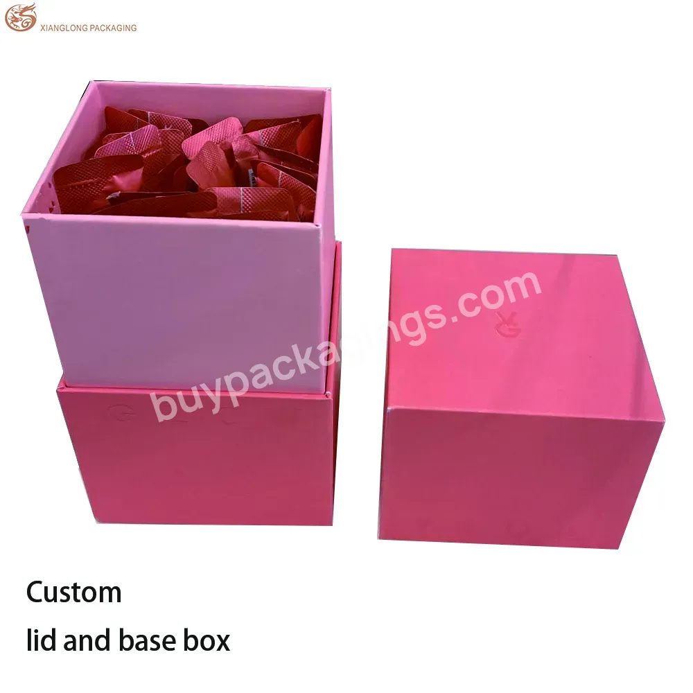 Custom Recycle Orange Kraft Paper Packaging Box Lid Base Gift Box For Drinking Power Bags Packing