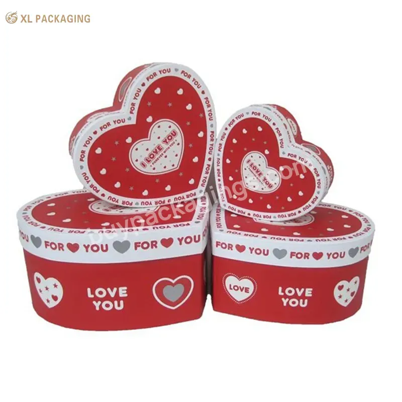 Custom Romantic Texture Paper Ribbon Decoration Standard Heart Shaped Rigid Box For Holiday Using
