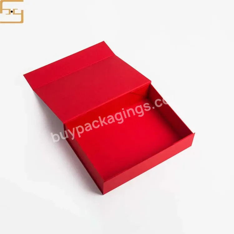 Custom Size Cardboard Rigid Magnet Box Clothing Wedding Folding Paper Box Magnetic Red Gift Box