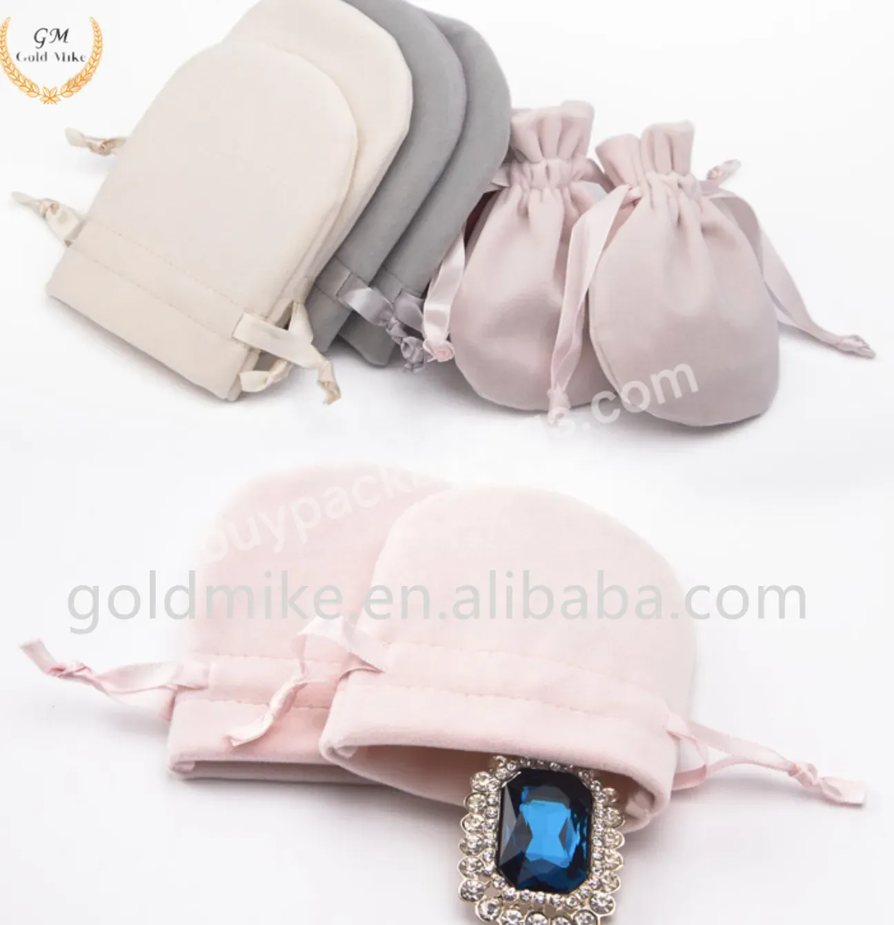 Custom Size Drawstring Gift Velvet Pouches Colorful Jewelry Velvet Bags