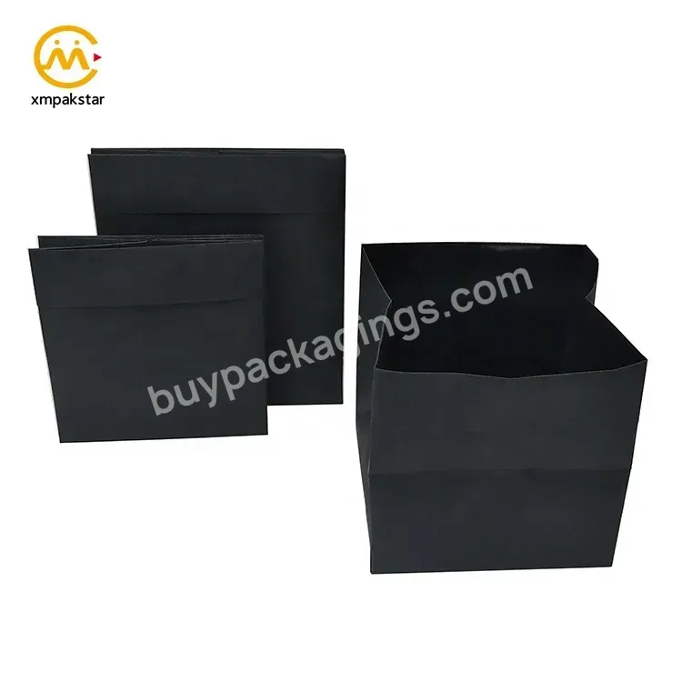 Custom Size Eco Black Kraft Waterproof Paper Bag Box For Pot Plant Packaging