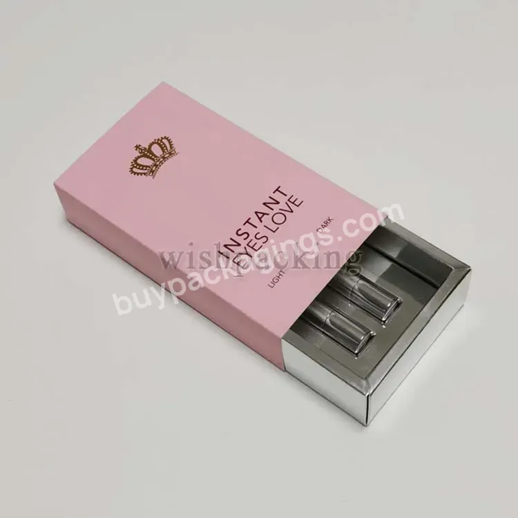 Custom Size/logo Paper Lipstick Lip Drawer Type Silver Cardboard Packaging Box Women Cosmetic Lipgloss Gift Boxes