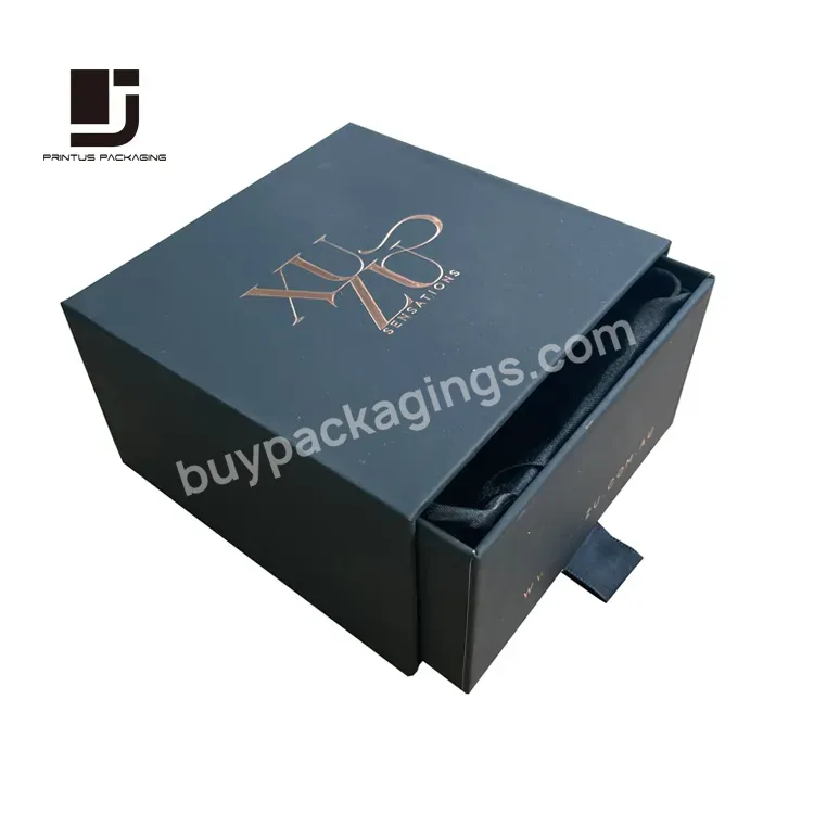 Custom Sliding Gift Drawer Paper Box Packaging Lined Satin