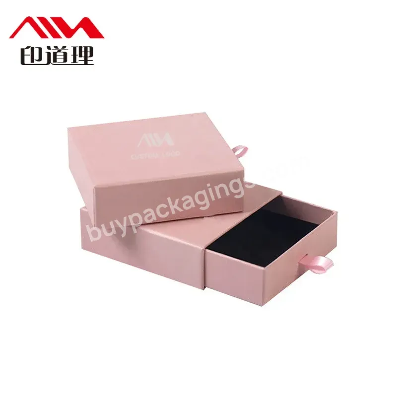 Custom Small Pink Paper Cardboard Ring Drawer Packaging Jewelry Box And Bag With Logo Printed - Buy Drawing Box Package,Drawer Packaging,Jewelry Box.