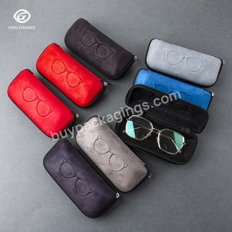 Custom Sports Optical Deerskin Velvet High Quality Optical Fashion Zipper Box Glasses Case - Buy Zipper Box Glasses Case,Glasses Packaing,Glasses Accessories.