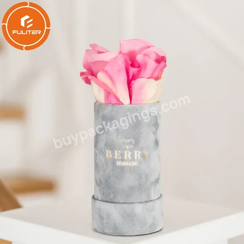 Custom Suede Bouquet Gift Box Circle Flower Velvet Box Valentine's Day Eternity Rose Box