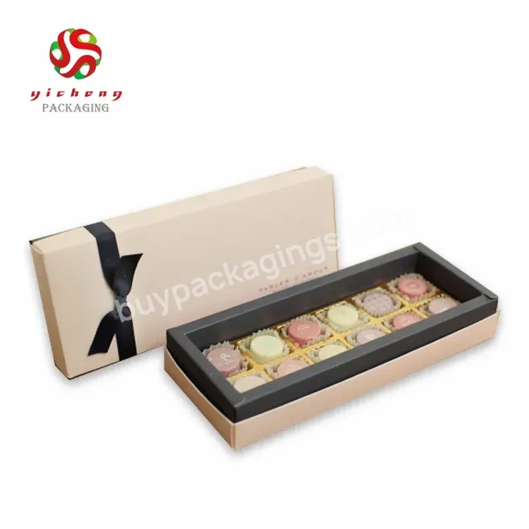 Custom Sweet Wedding Cardboard Bonbon Box Packaging Candy Chocolate Box With Plastic Inserts And Ribbon Decoration