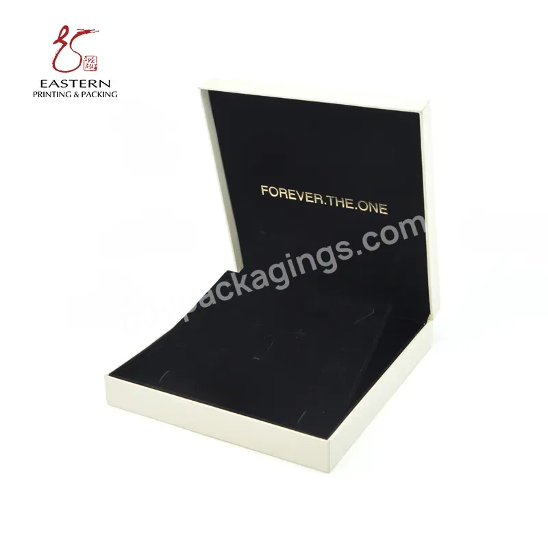 Custom Texture White Leatherette Packaging Jewelry Paper Box With Velvet Insert