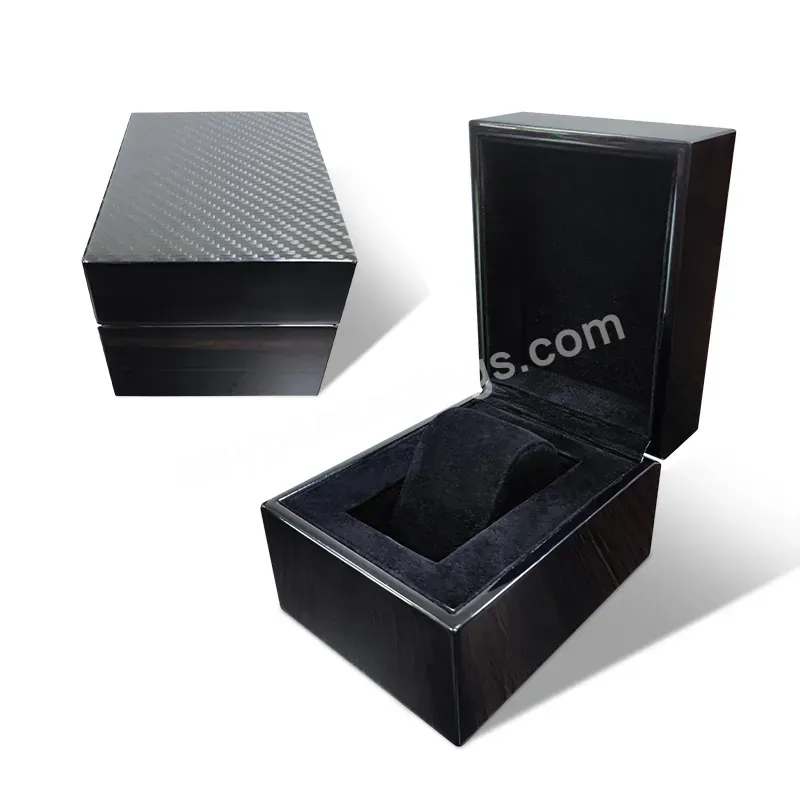 Custom Velvet Lining Luxury Wooden Display Watch Box Black Piano Paint Real Carbon Fiber Wood Watch Boxes