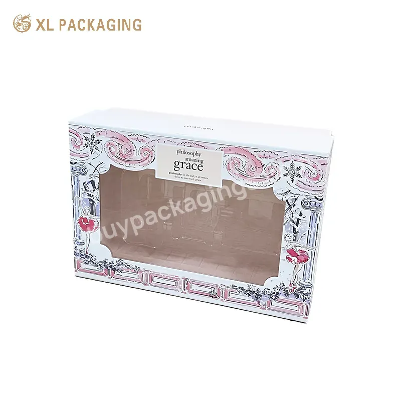 Custom Window Box Skin Care Cosmetic Pink Lid And Base Packaging Box With Logo - Buy Skin Care Lid And Base Box,Cosmetic Box,Window Cosmetic Box.