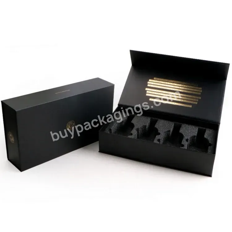 Customised Gold Foil Logo Cosmetic Magnetic Lid Perfume Gift Packaging Paper Box With Foam Insert