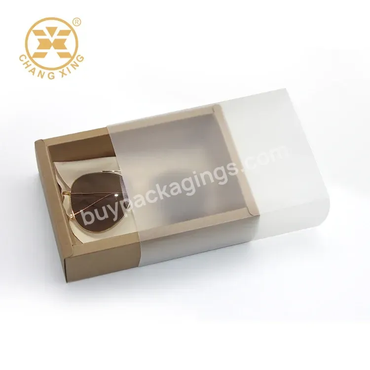 Customizable Kraft Gift Sliding Storage Box Packaging Cosmetic Drawer Boxes With Frosted Clear Frosted Cover