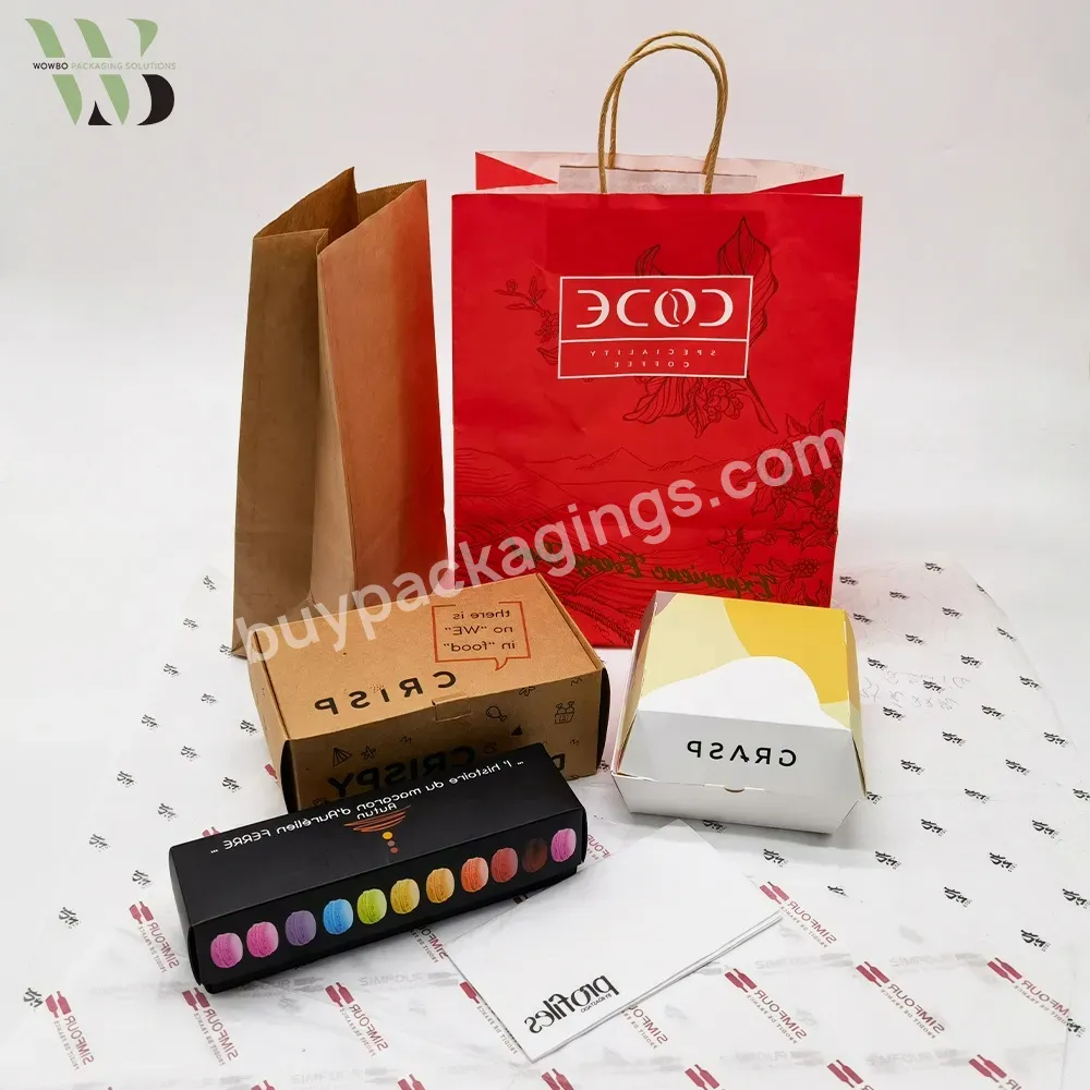 Customizable Personalized Logo Printed Recyclable Eco-friendly Paper Box Tray Bag For Takeaway Takeout Fast Street Food Market