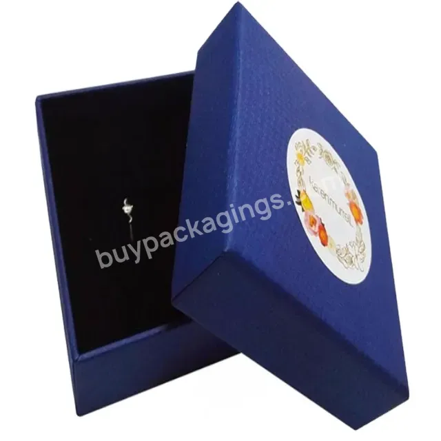 Customize Blue Color Lid And Base Shape Small Jewelry Paper Box