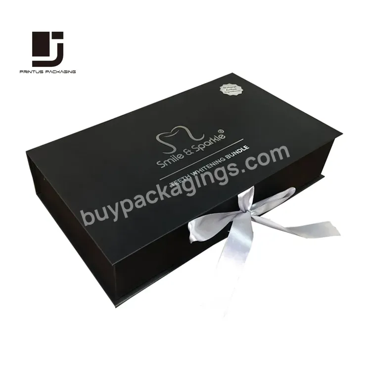 Customize Christmas Cosmetic Gift Black Paper Box With Silver Logo