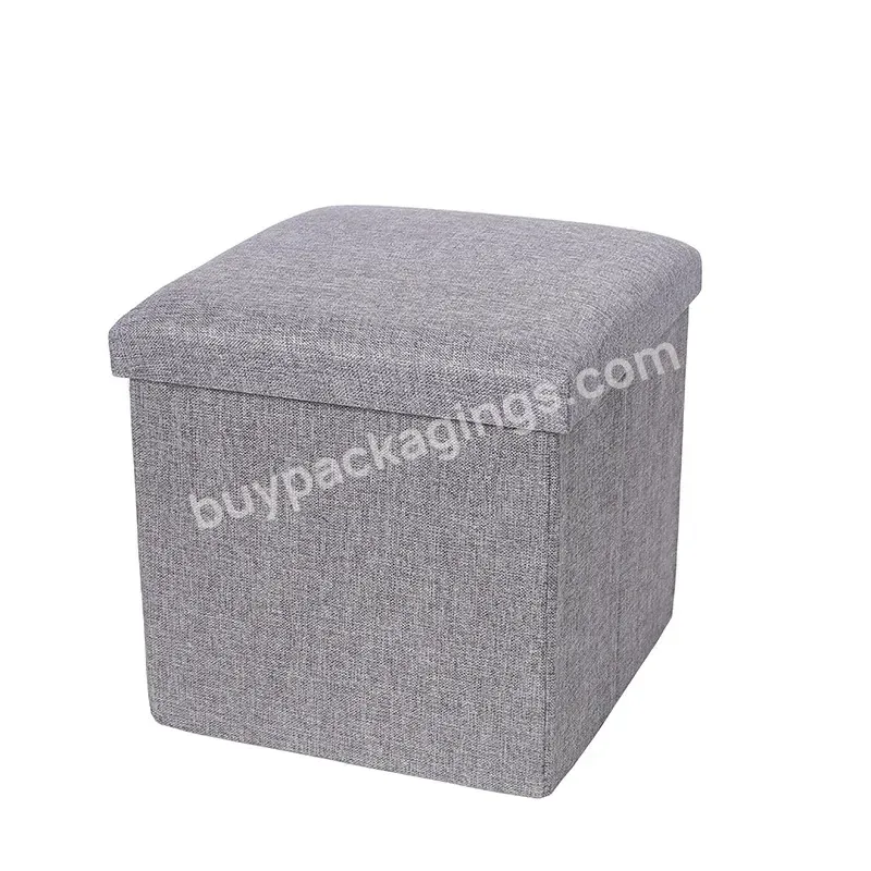 Customize Simple Fabric Storage Stool Folding Shoe Bench Foot Storage Ottoman With Lid