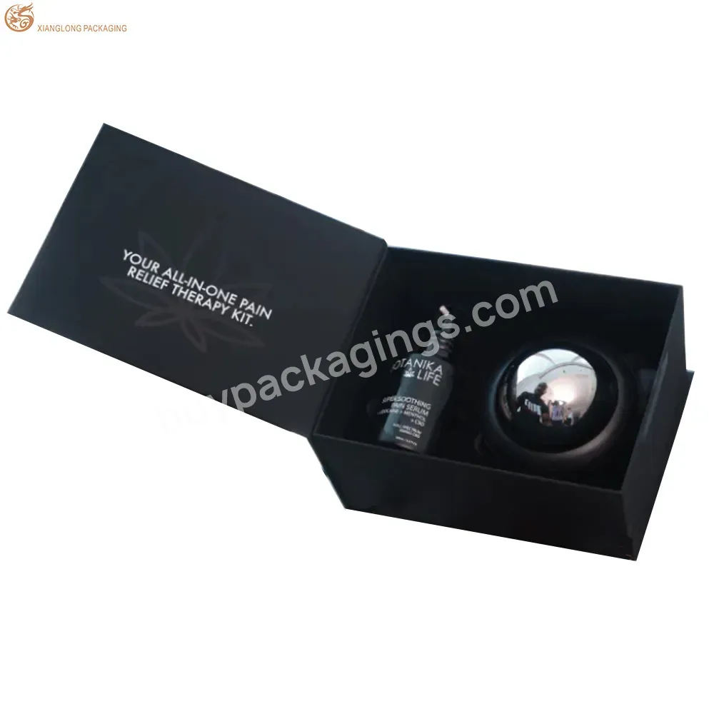 Customized Black Soft Touch Magnetic Closure Cosmetic Box Rigid Paper Box With Foam Tray