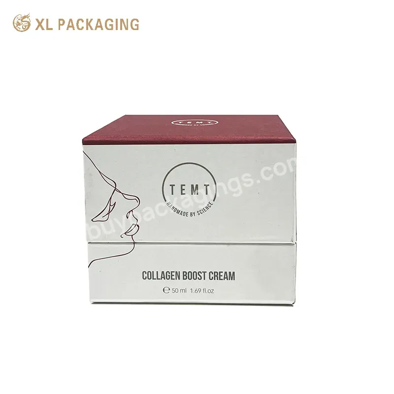 Customized Color Printing Hinged Soft Touch Facial Magnet Cosmetic Paper Box Packaging With Paper Tray