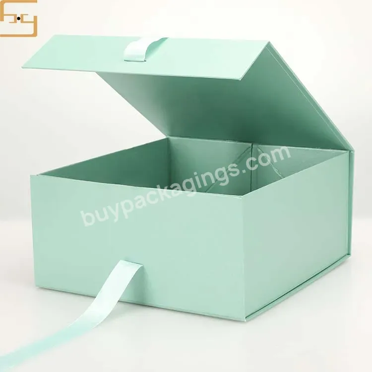 Customized Cosmetic Skin Care Product Boxes Deluxe Foldable Magnet Gift Box With Ribbon Bow