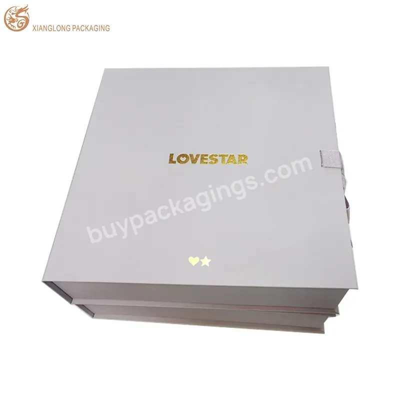 Customized Eco Friendly Kraft Paper Cotton Ribbon Closure Cosmetic Box Paper Packaging Rigid Paper Box