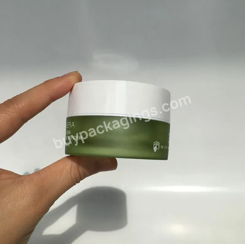 Customized Frosted Acrylic Green 20g 30g 50g Cosmetic Round Bamboo Jar And White Lid